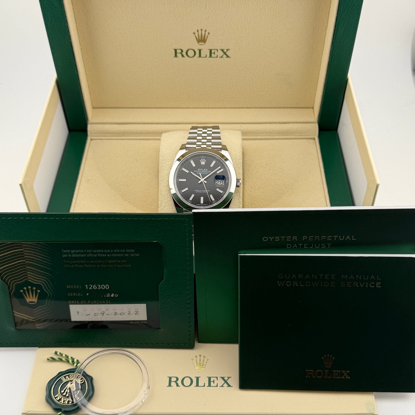 Rolex Datejust 41 / 126300 / schwarz / Jubilee / Full Set / 2022