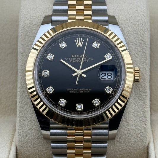 Rolex Datejust 41 / 126333 / schwarz - Diamanten / Jubilee / Full Set / 2022