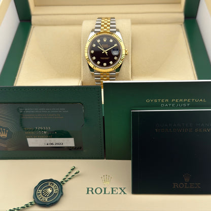 Rolex Datejust 41 / 126333 / schwarz - Diamanten / Jubilee / Full Set / 2022
