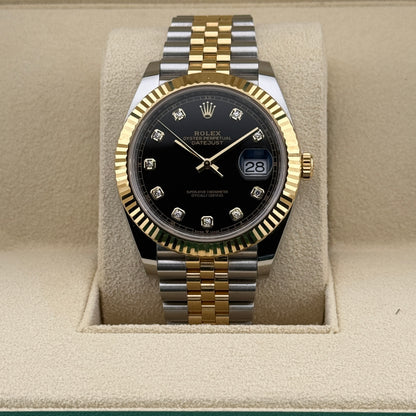 Rolex Datejust 41 / 126333 / schwarz - Diamanten / Jubilee / Full Set / 2022