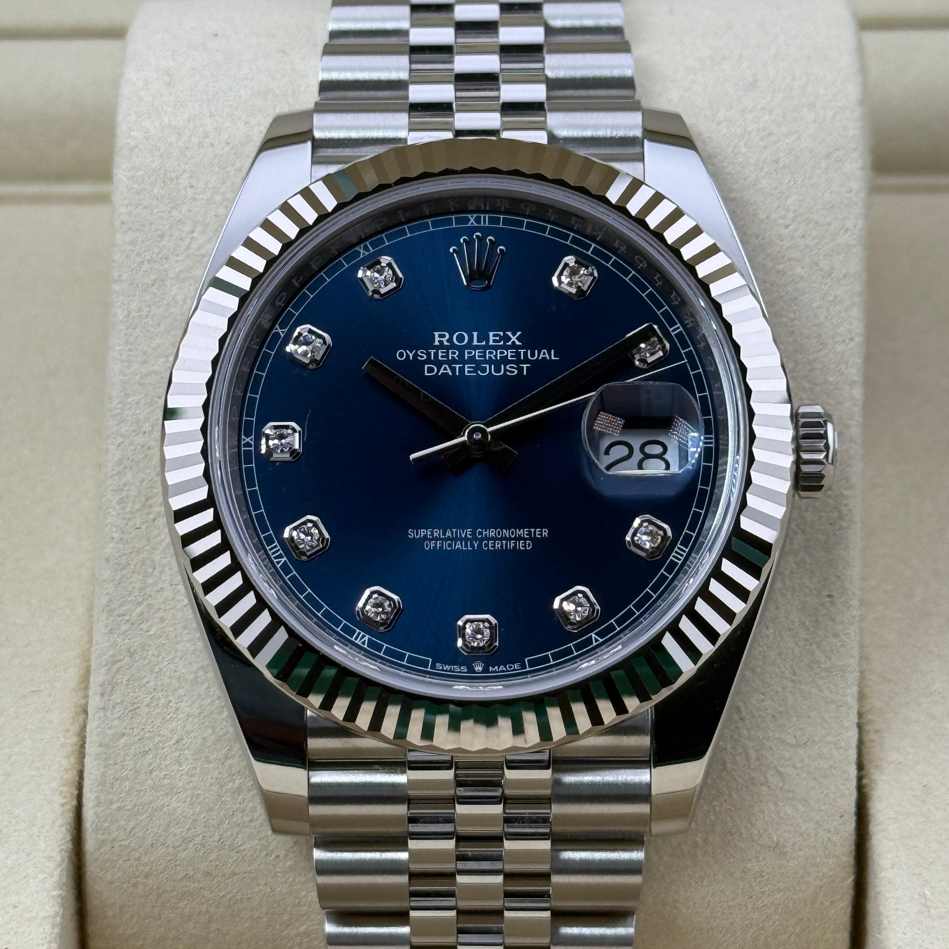 Rolex Datejust 41 126334 blau Diamanten Jubilee Full Set