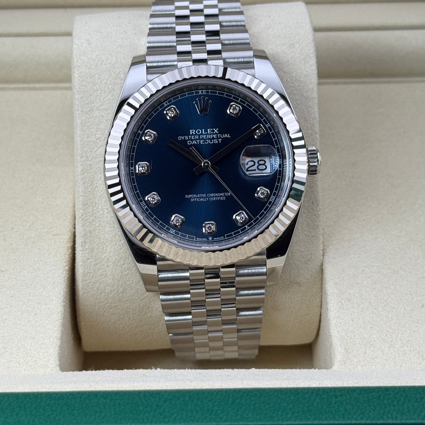 Rolex Datejust 41 / 126334 / blau - Diamanten / Jubilee / Full Set / 2025