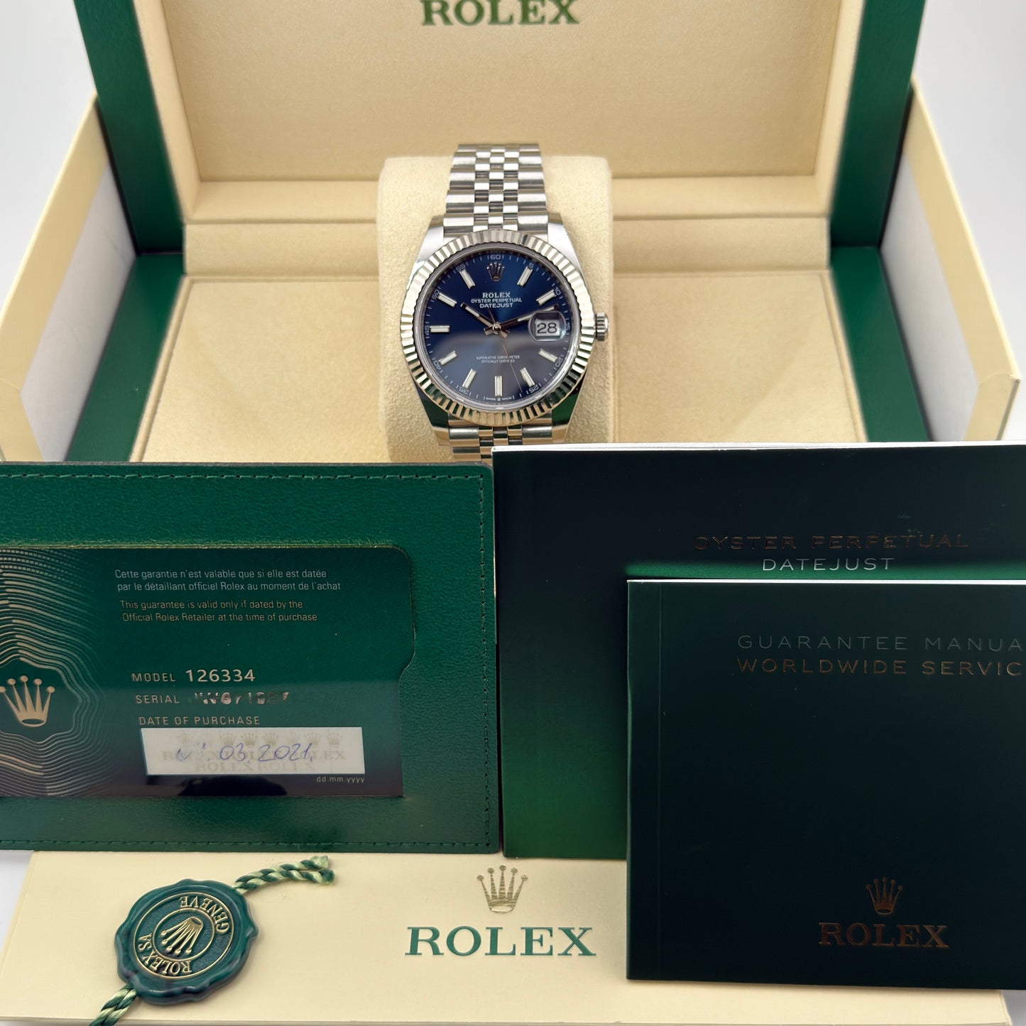 Rolex Datejust 41 / 126334 / blau / Jubilee / Full Set / 2021