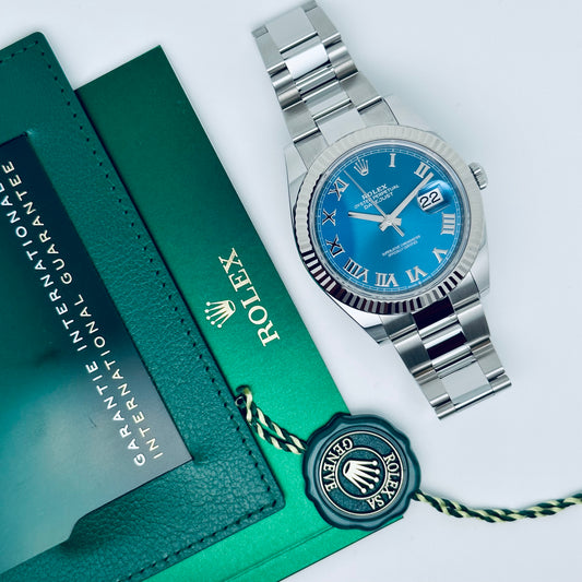 Rolex Datejust 41 / 126334 / blau - römisch / Oyster / 2023 / Full Set