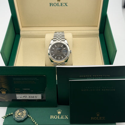 Rolex Datejust 41 / 126334 / Rhodium / Jubilee / Full Set / 2025