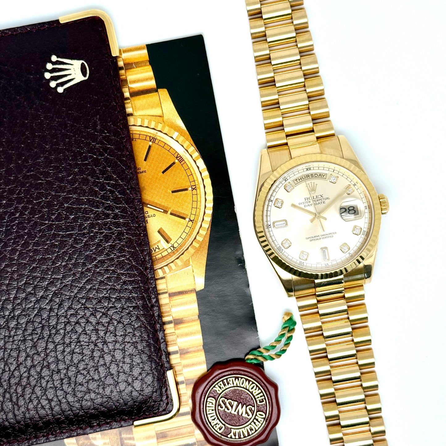 Rolex Day-Date 36 / 118238 / silber - Diamanten / Gelbgold / Full Set / 2004