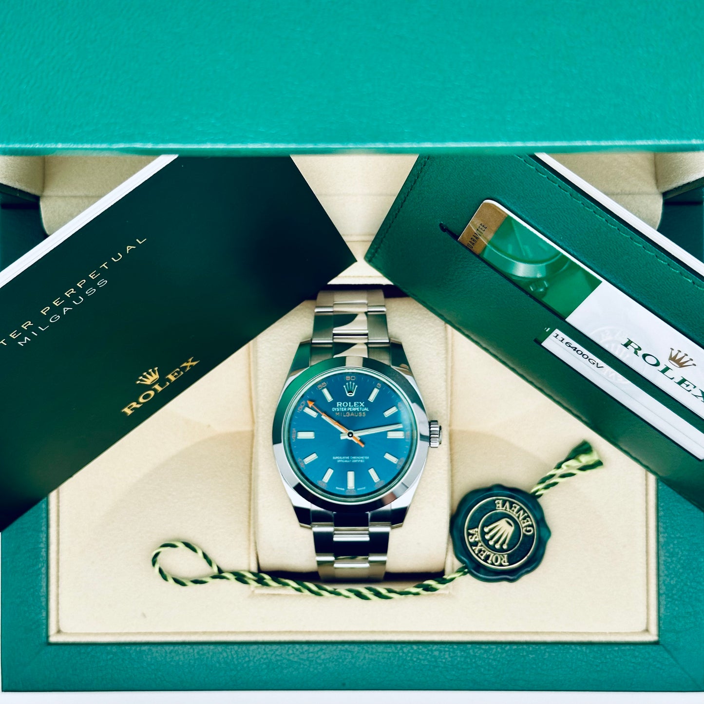 Rolex Milgauss / 116400GV / elektroblau / Oyster / 2015 / Full Set