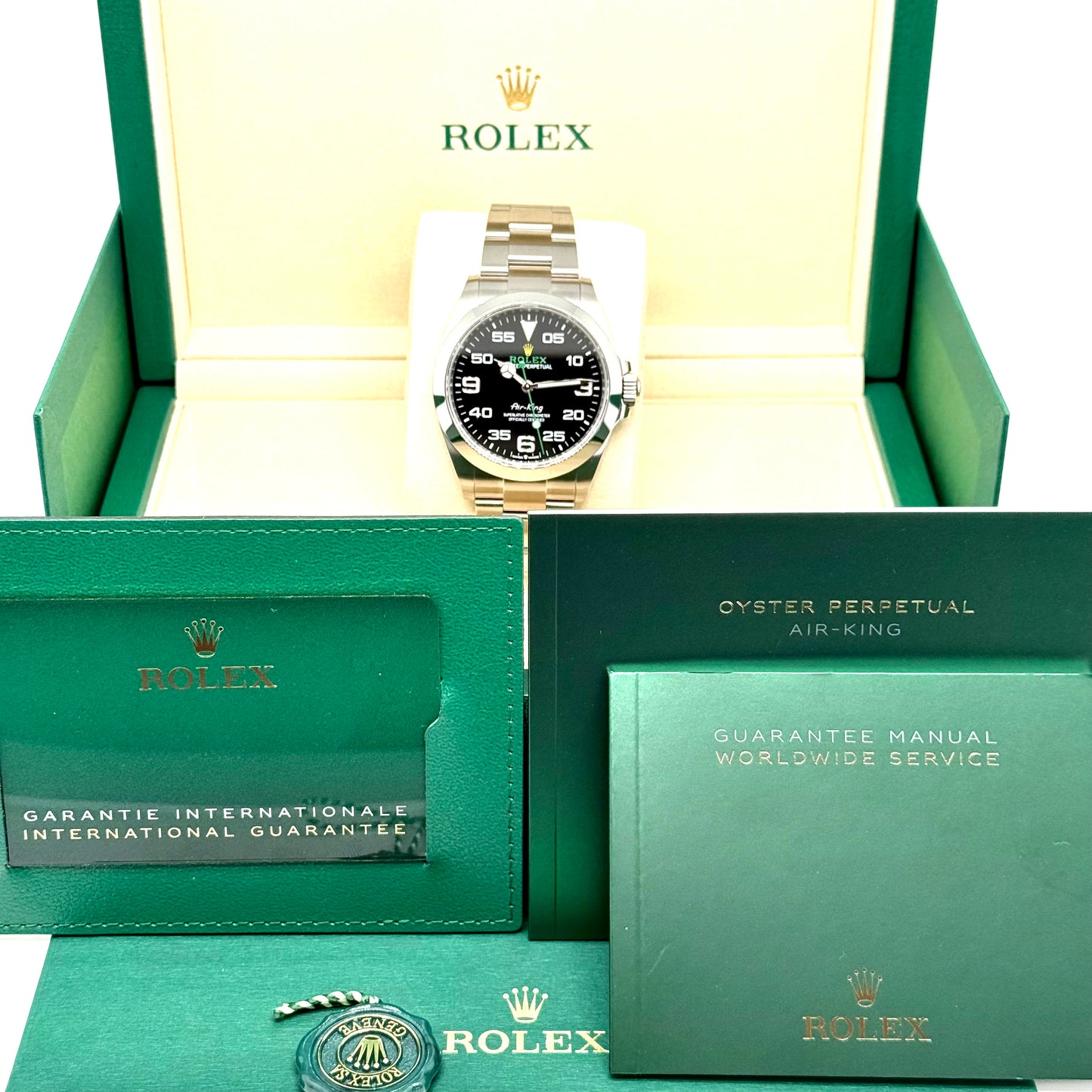 Rolex Air King / 126900 / schwarz / Oyster / Full Set
